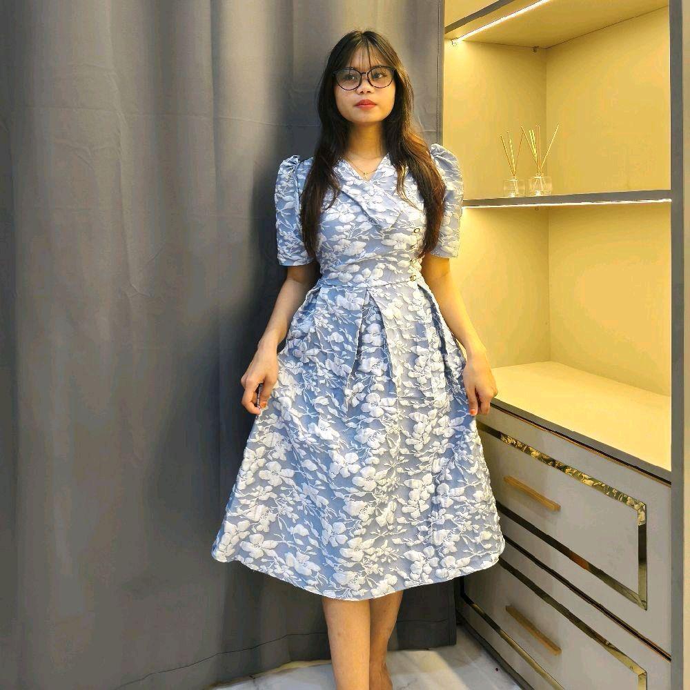 Beli Dress Viloza Natal Fukuro Jacguard di Shopee