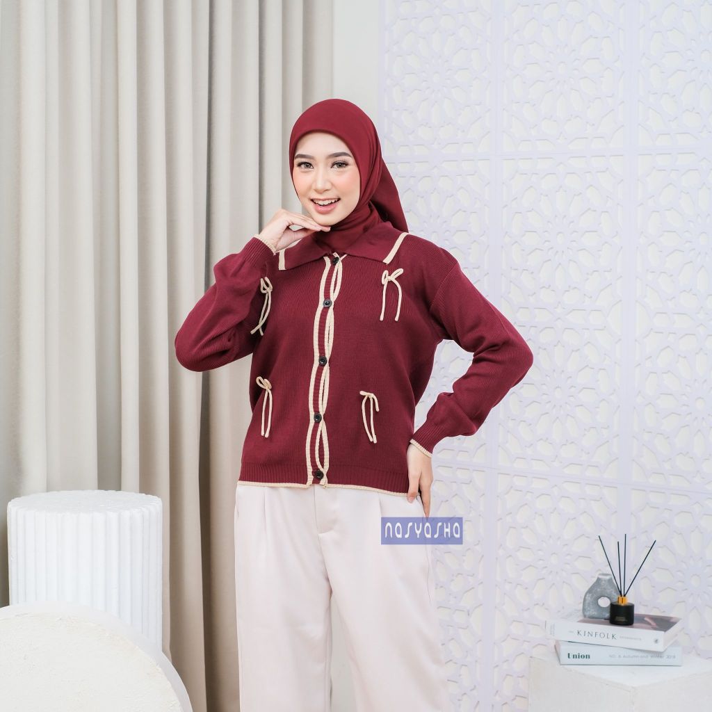 Beli Nasyasha Keiko Cardigan Rajut Motif Pita