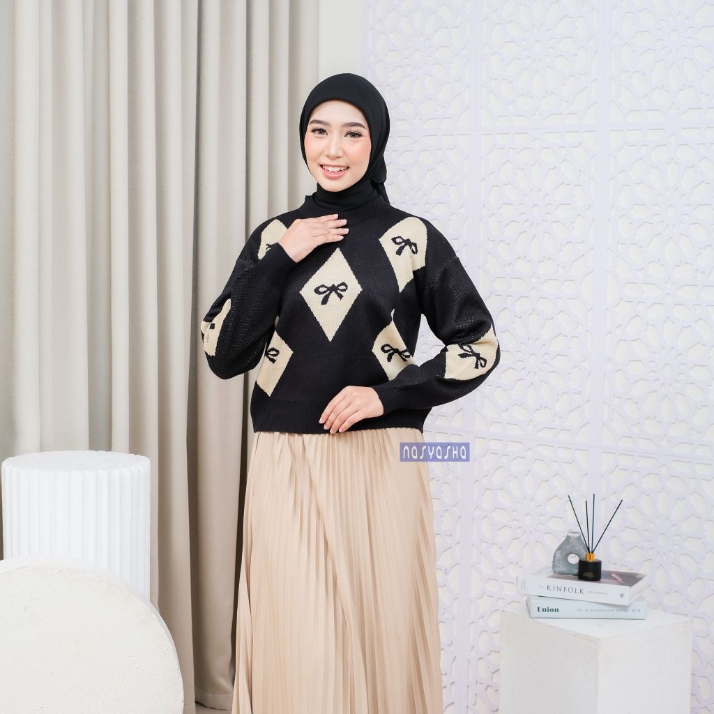 Beli Nasyasha Evelyn Sweater Rajut Pita Ketupat