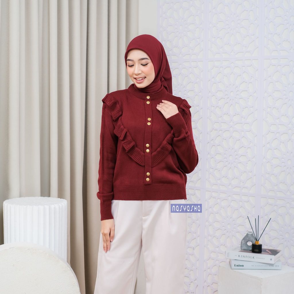 Beli Nasyasha Atasan Rajut Motif Renda Kancing